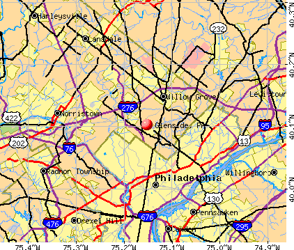 Glenside, PA map