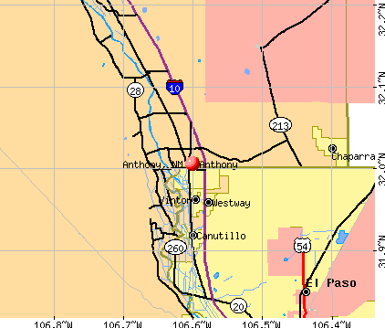 Anthony, NM map