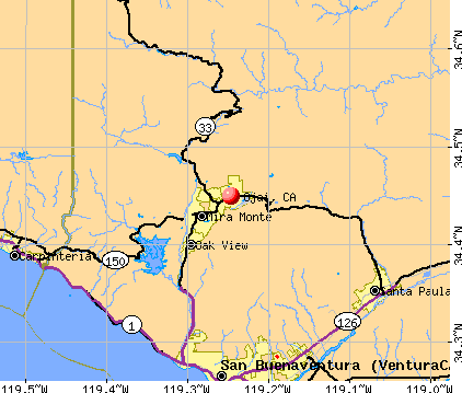Ojai, CA map