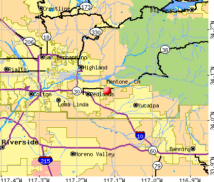 Mentone, CA map