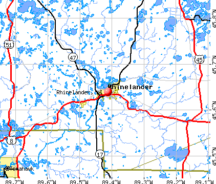 Rhinelander, WI map