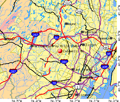 Caldwell, NJ map