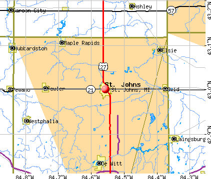 St. Johns, MI map