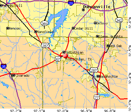 Midlothian, TX map