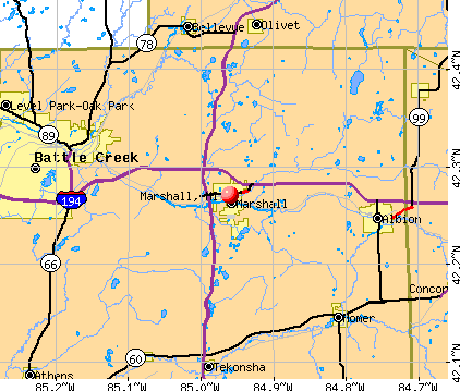 Marshall, MI map