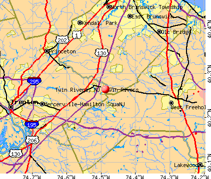 Twin Rivers, NJ map