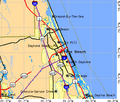 Daytona Beach on Daytona Beach  Fl Map