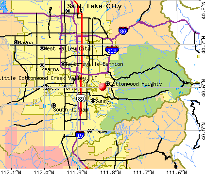 Little Cottonwood Creek Valley, UT map