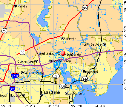 Highlands, TX map