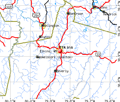 Elkins, WV map