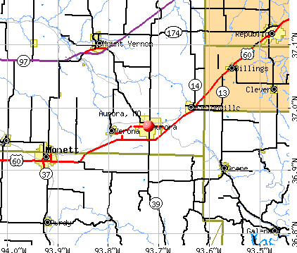 Aurora, MO map