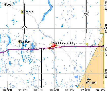 Valley City, ND map