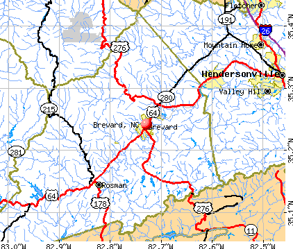 Brevard, NC map