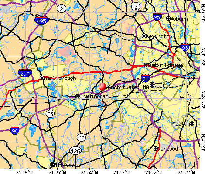 Cochituate, MA map