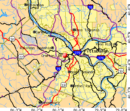 Crafton, PA map