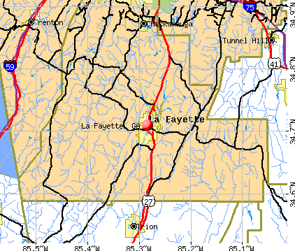 La Fayette, GA map