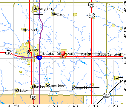 Nevada, IA map