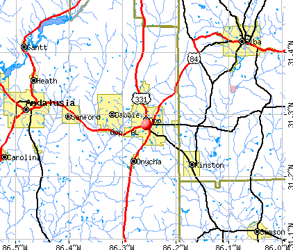 Opp, AL map