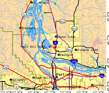 Hazel Dell South, WA map