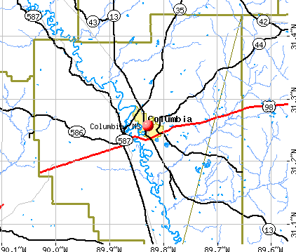 Columbia, MS map