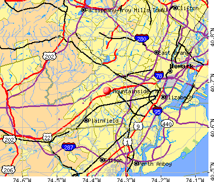 Mountainside, NJ map