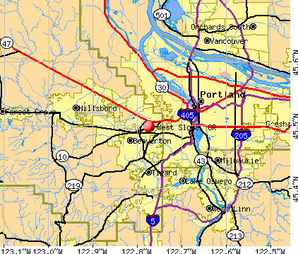 West Slope, OR map
