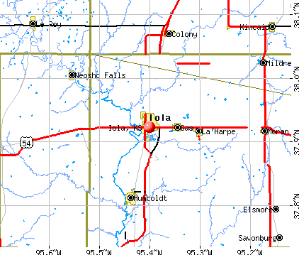 Iola, KS map