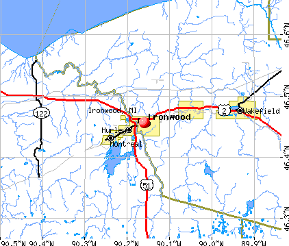 Ironwood, MI map