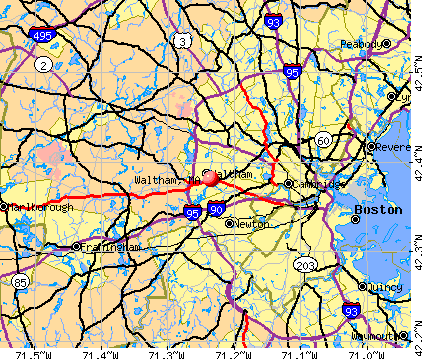 Waltham, MA map