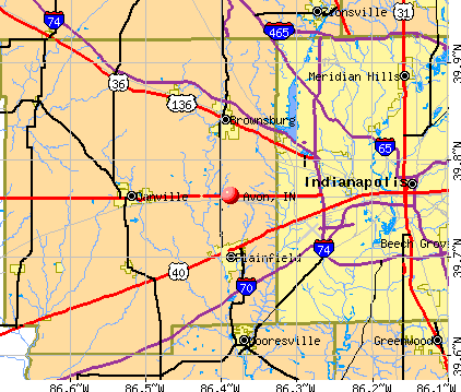 Avon, IN map