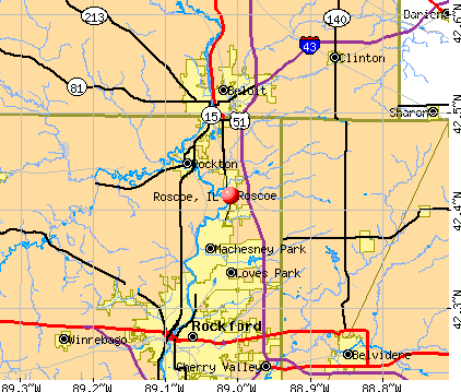 Roscoe, IL map