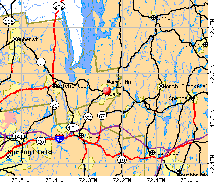 Ware, MA map
