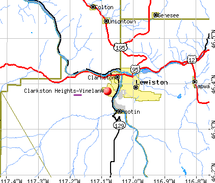 Clarkston Heights-Vineland, WA map