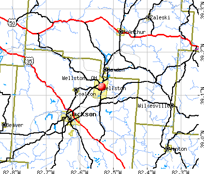 Wellston, OH map