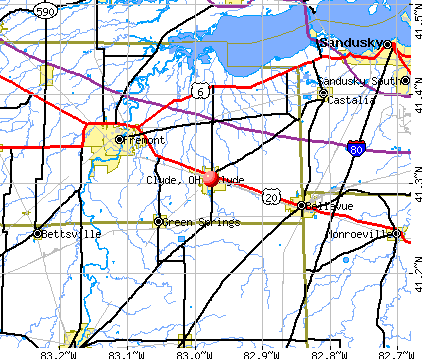 Clyde, OH map