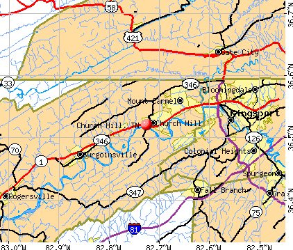 Church Hill, TN map