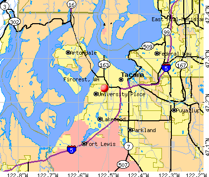 Fircrest, WA map