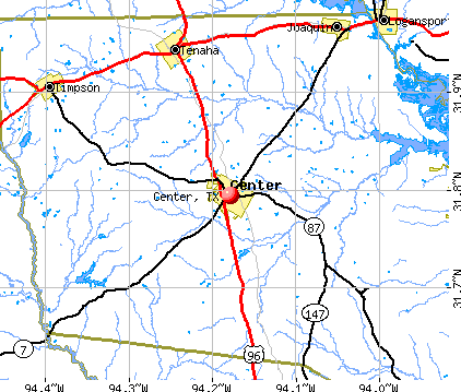 Center, TX map