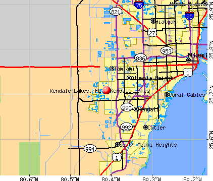 Kendale Lakes, FL map