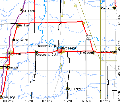 Watseka, IL map