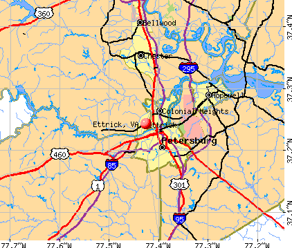 Ettrick, VA map