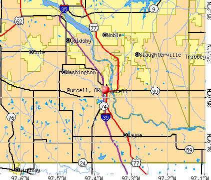 Purcell, OK map