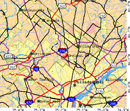 Oreland, PA map