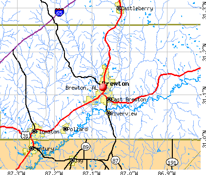 Brewton, AL map