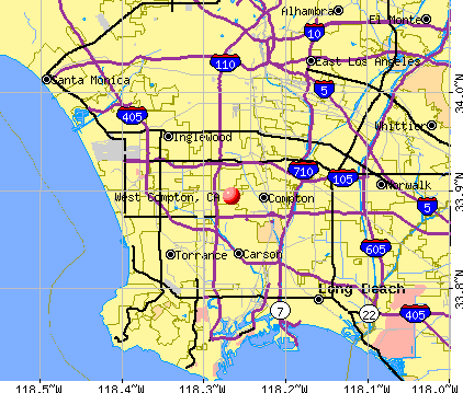 West Compton, CA map
