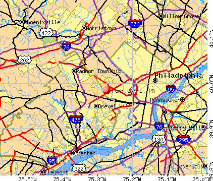 Penn Wynne, PA map