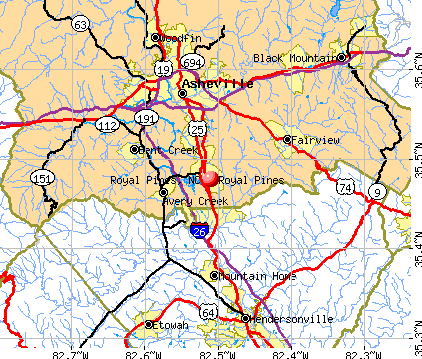 Royal Pines, NC map