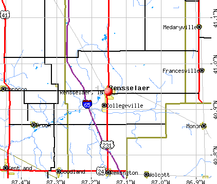Rensselaer, IN map