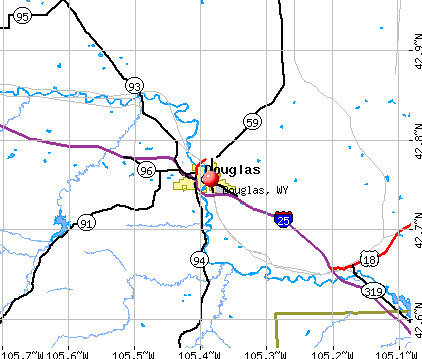 Douglas, WY map