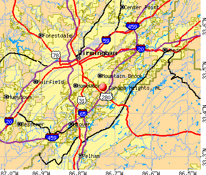 Cahaba Heights, AL map